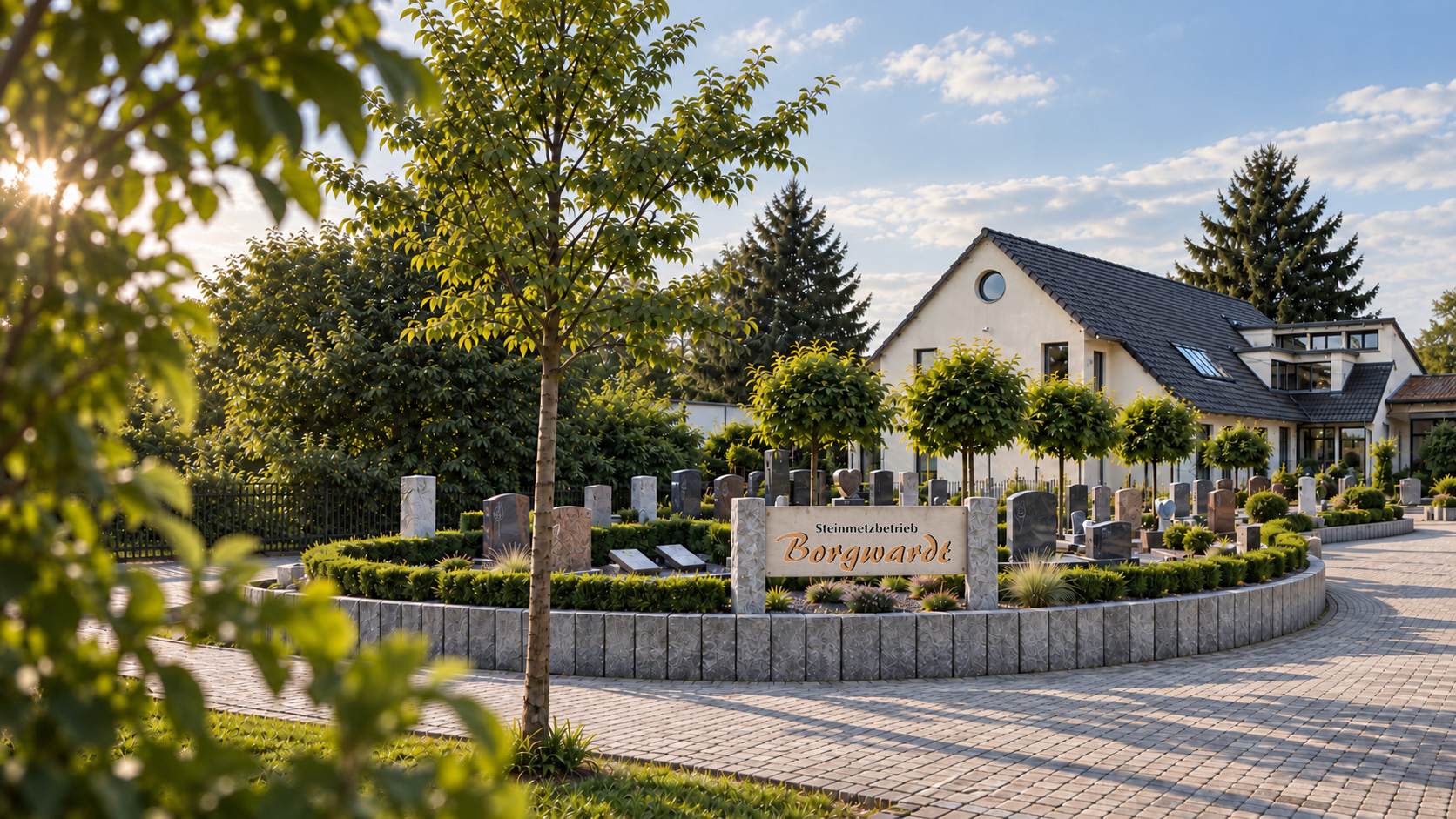 Außenansicht des Steinmetzbetriebs Borgwardt an der Ernst-August-Straße in Walsrode